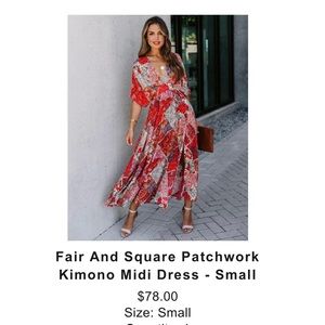 NWT Vici Patchwork Kimono Midi Dress